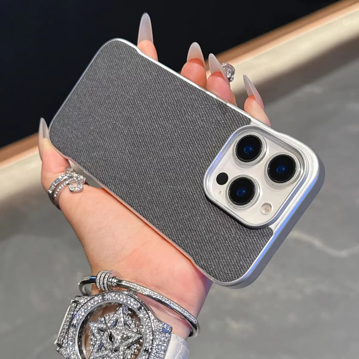 Metallic Borderless Leather Case- iPhone