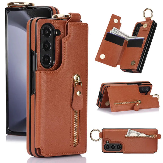 Premium Leather Card Slot Case For Galaxy Z Fold Series