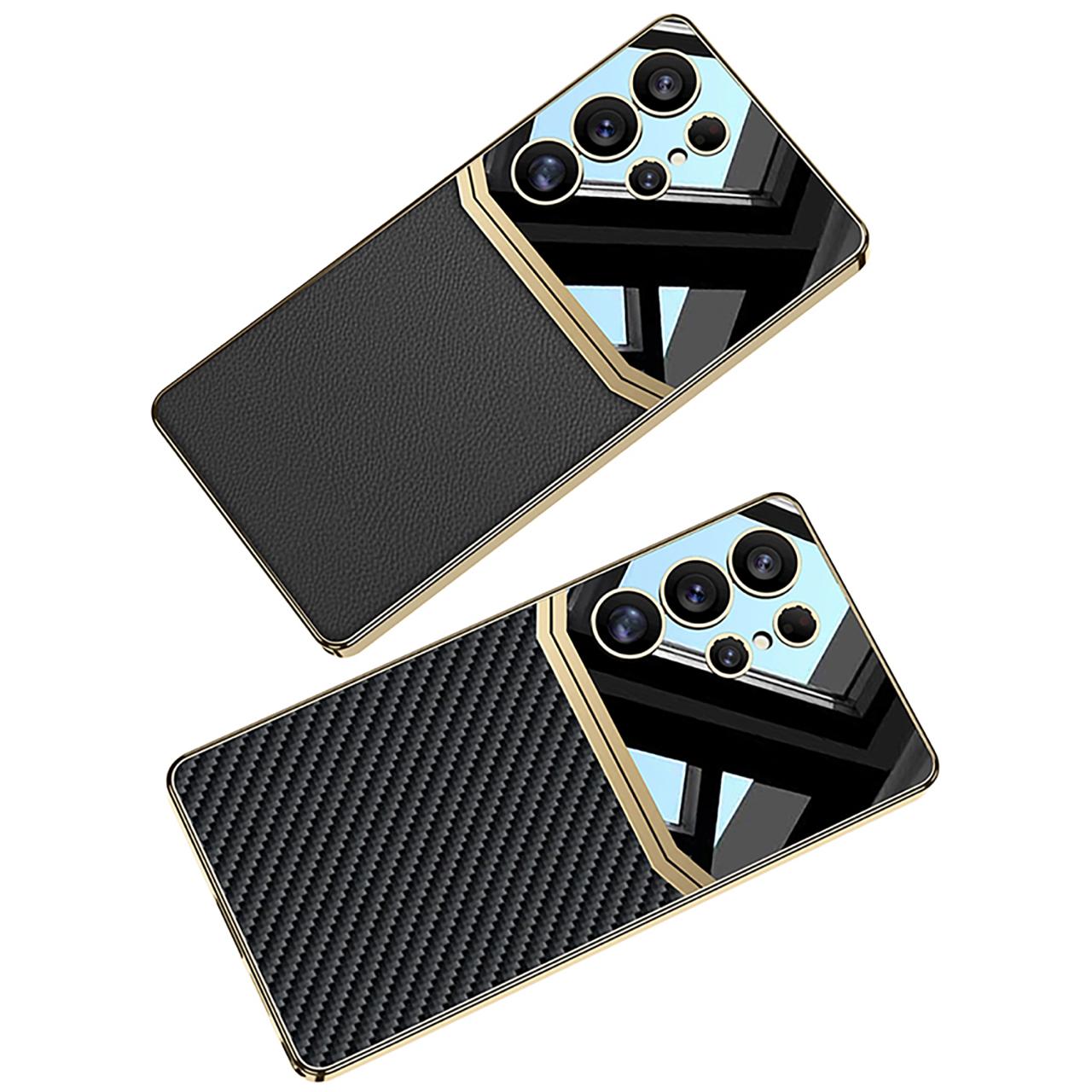 Royal Gold Plated Leather Carbon Fiber Case- Samsung