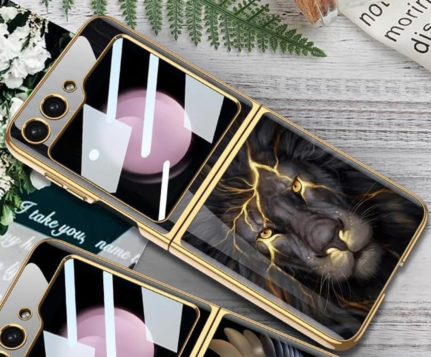 Galaxy Z Flip Series Lion Pattern Glass Case