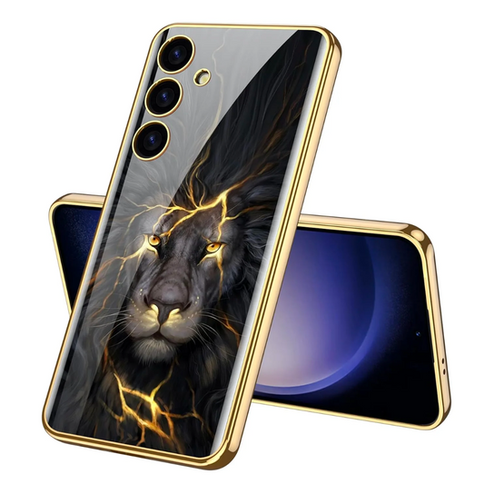 Galaxy S25 Lion Pattern Inspirational Glass Case