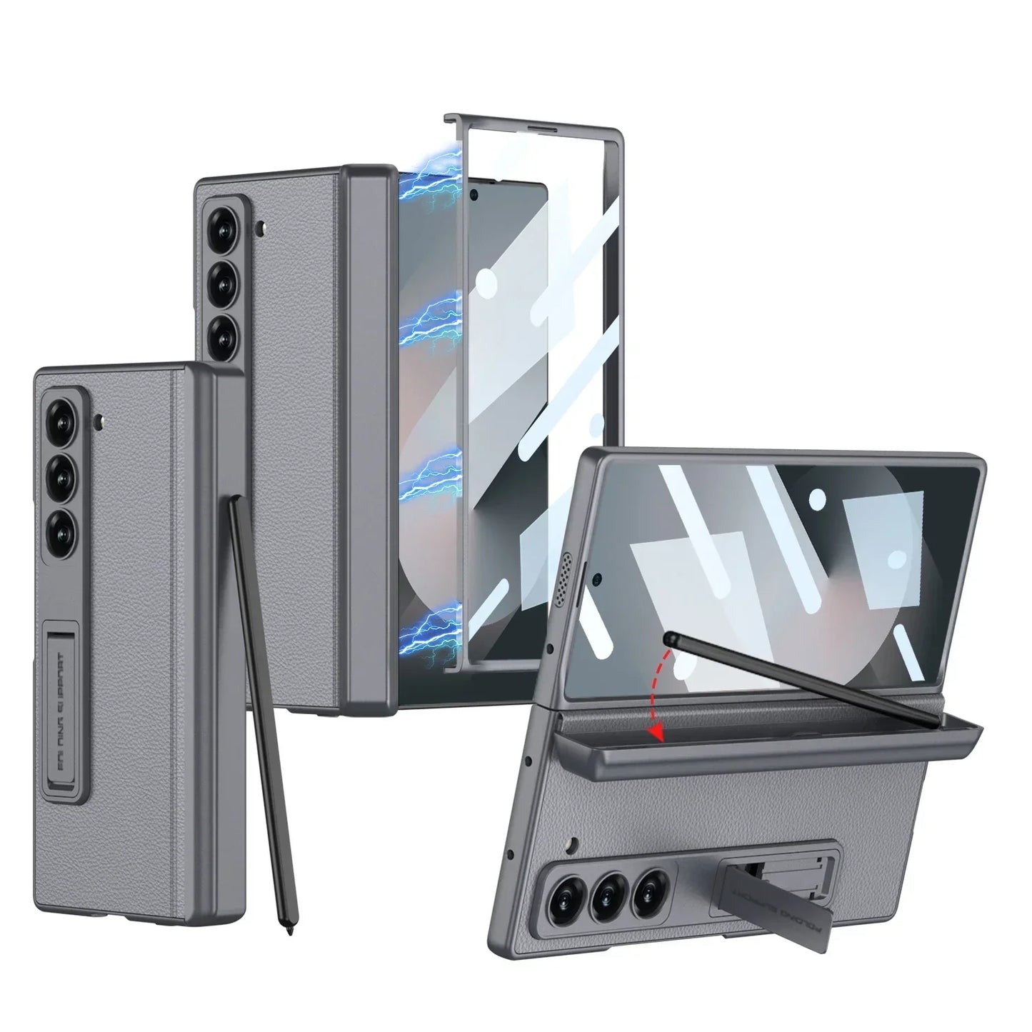 Leather Case With Hinge Protection For Galaxy Z Fold 6