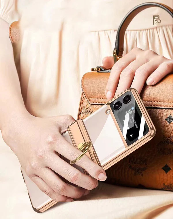 Galaxy Z Flip 4 Case with Luxury Ring Plating
