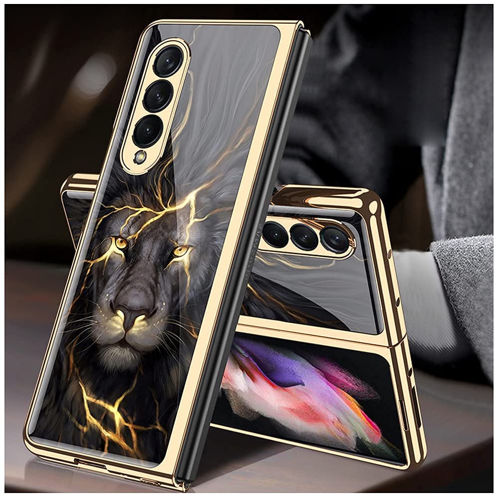 Galaxy Z Fold3 Lion Pattern Glass Cover Case