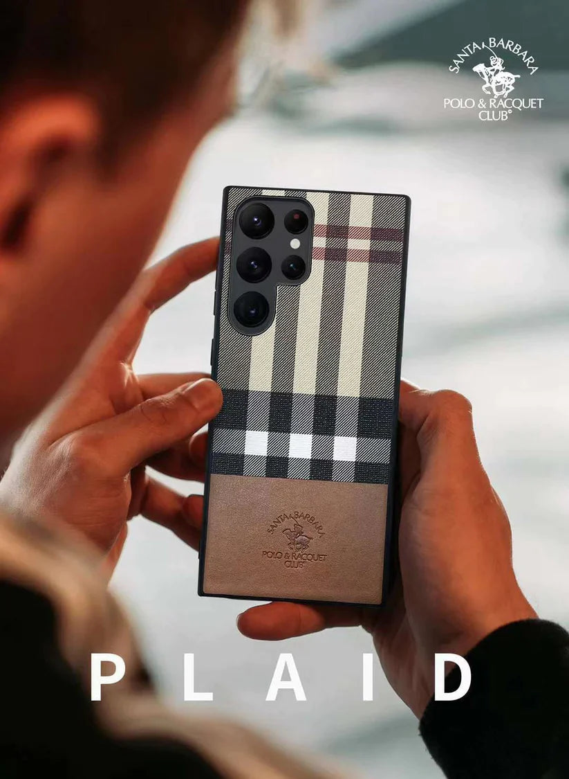 Samsung S23 Ultra Santa Barbara Polo PLAID Premium Leather Case For Samsung S23 Ultra