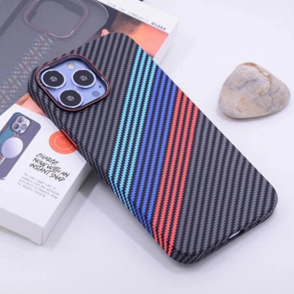 Carbon Hazzel Fiber Stripes Case