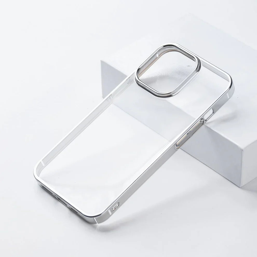 Chrome Electroplated Hard & Clear Back Case- iPhone