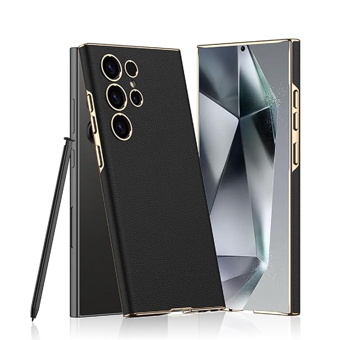 Golden Plating Leather Phone Case- Samsung