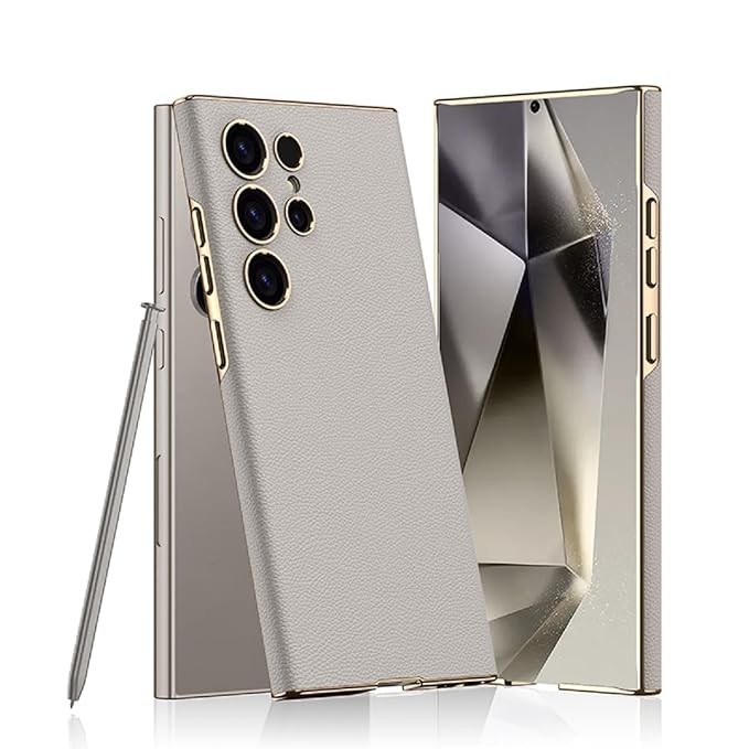 Golden Plating Leather Phone Case- Samsung