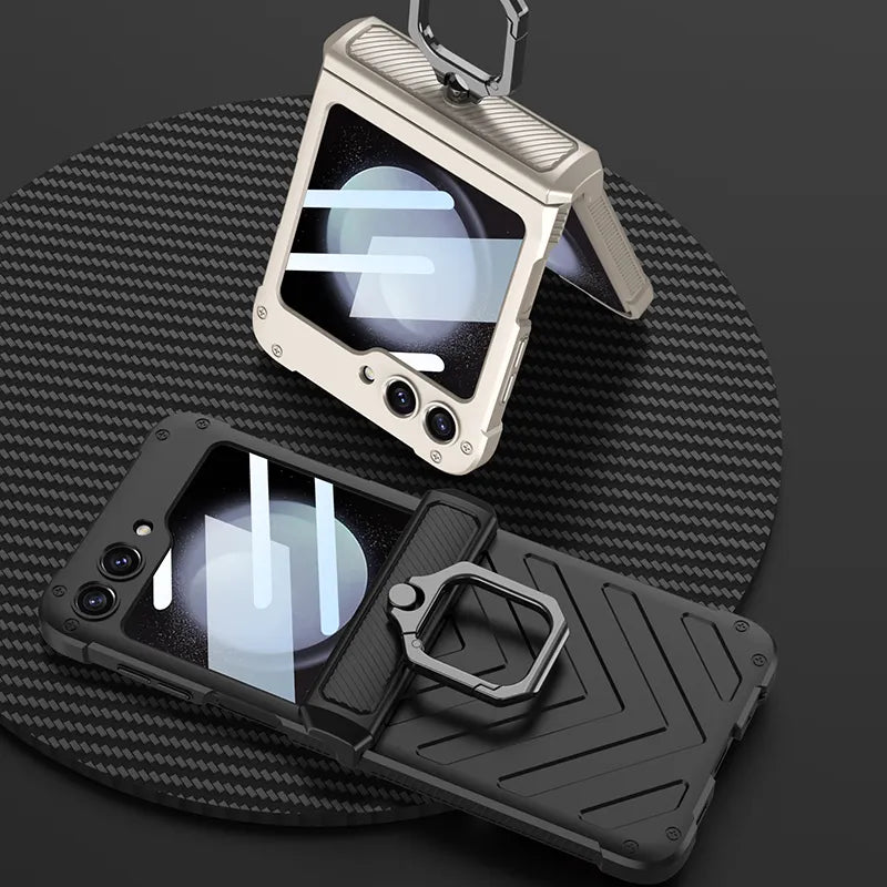 Hinge Ring Stand Armor Case For Samsung Galaxy Z Flip 5