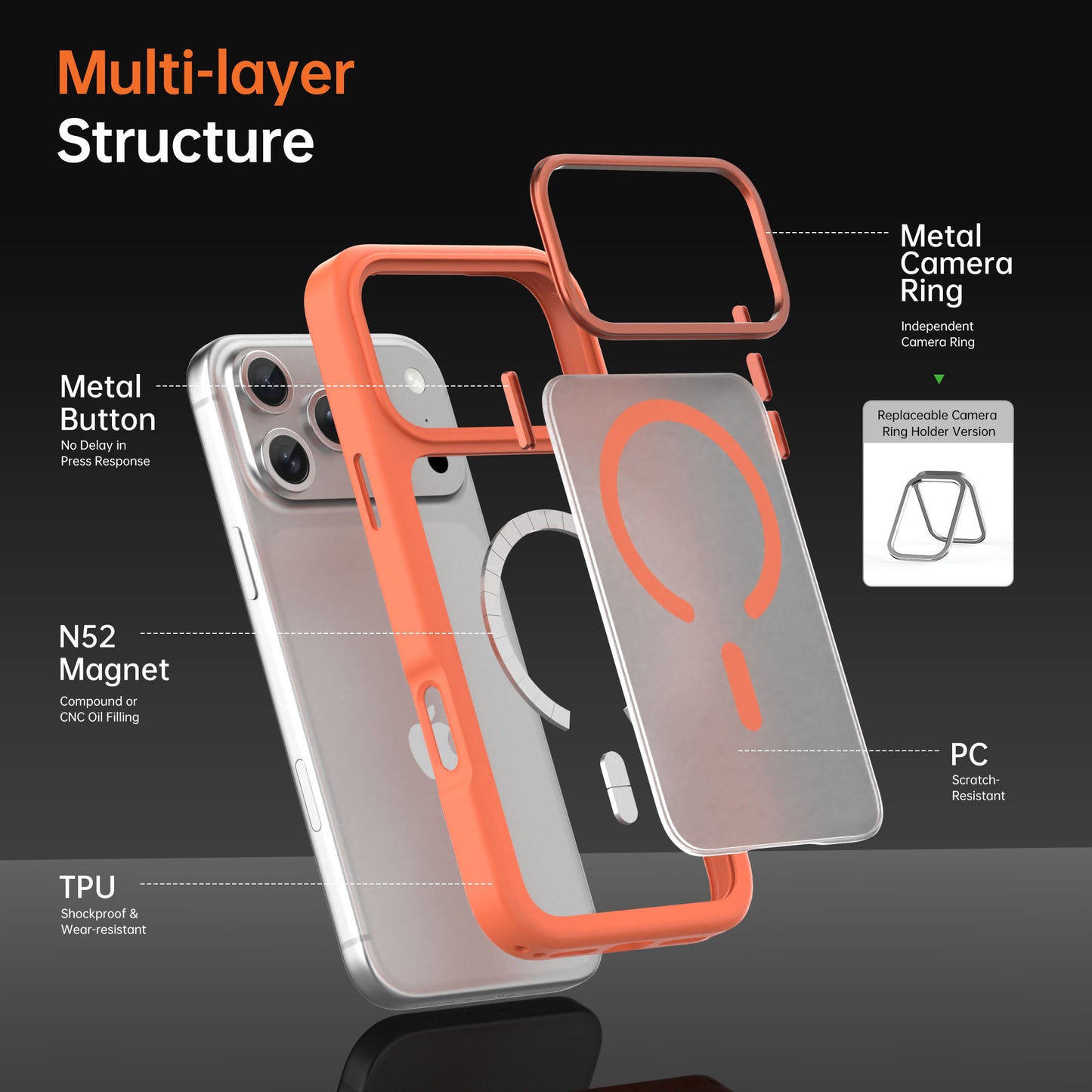 Matte Translucent Magsafe Magnetic Case- iPhone