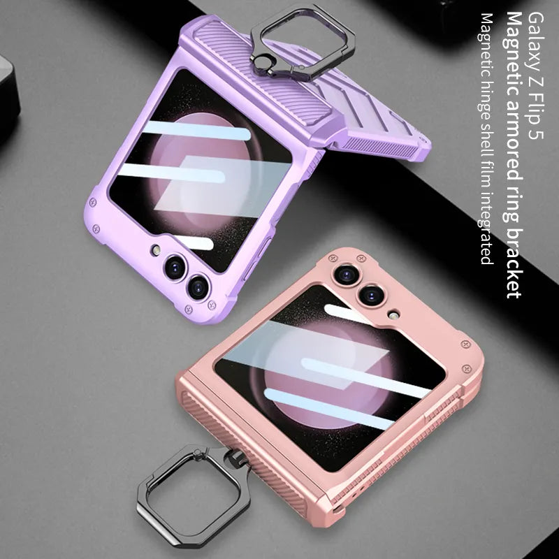 Hinge Ring Stand Armor Case For Samsung Galaxy Z Flip 5