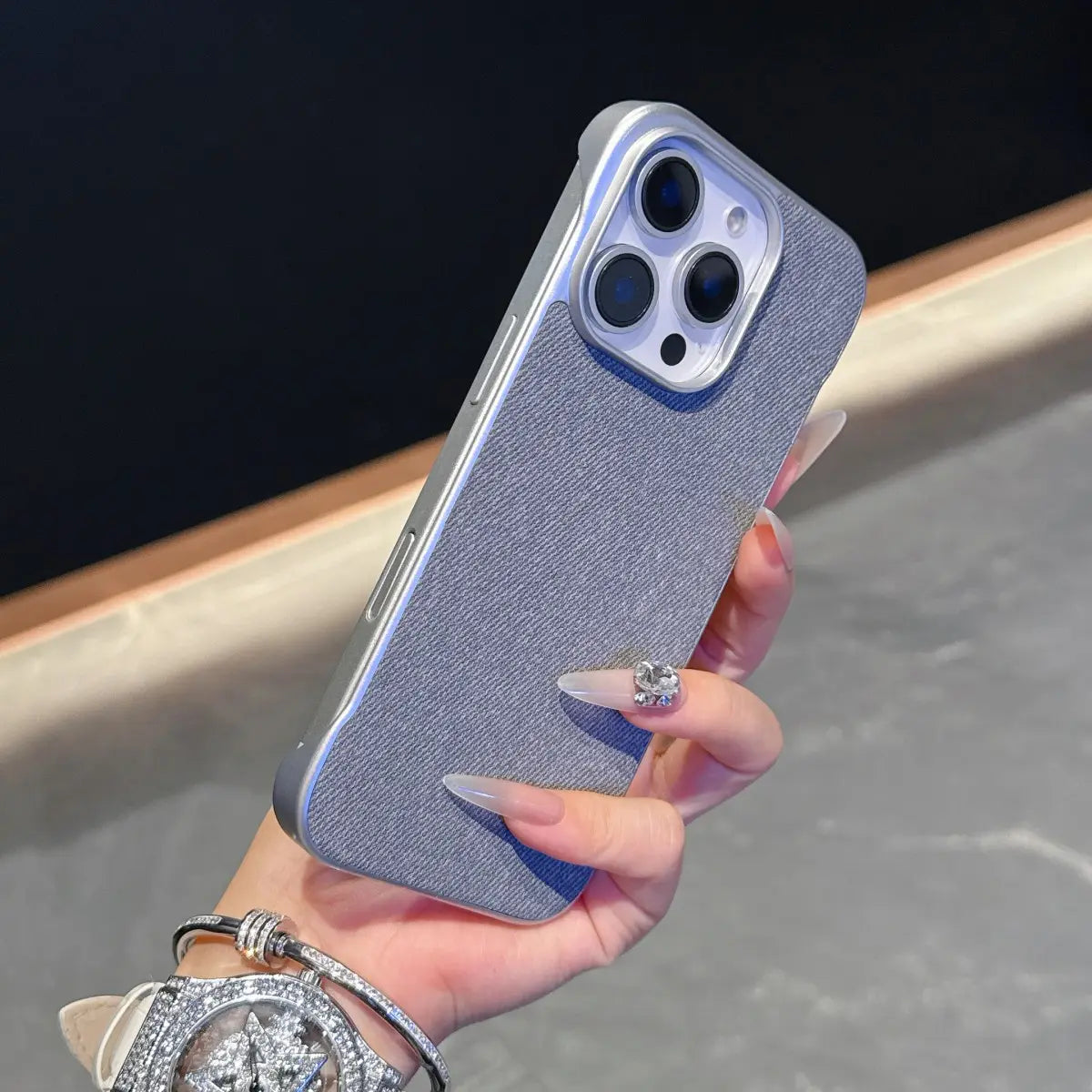 Metallic Borderless Leather Case- iPhone