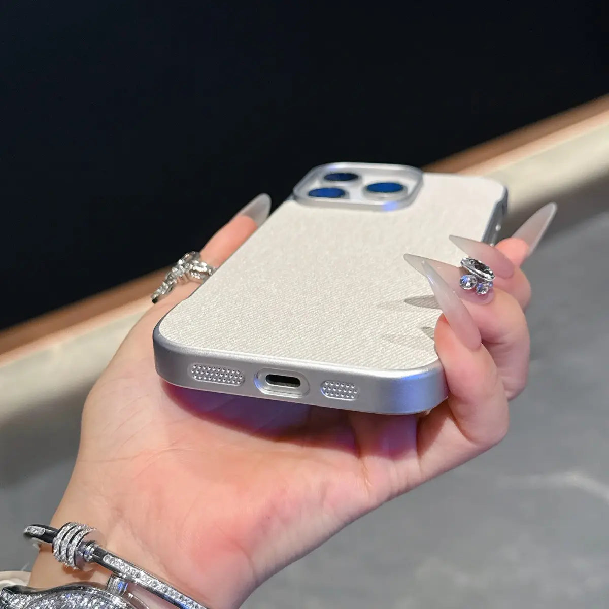 Metallic Borderless Leather Case- iPhone