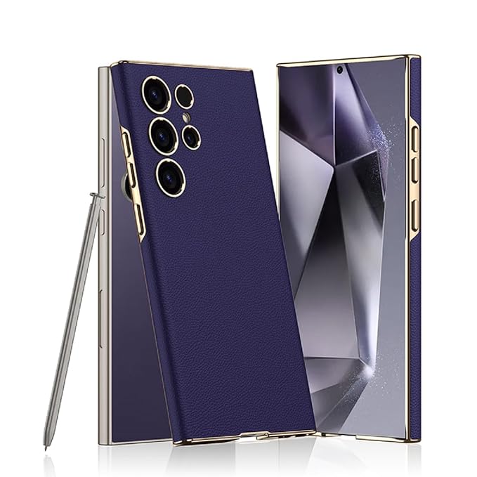 Golden Plating Leather Phone Case- Samsung