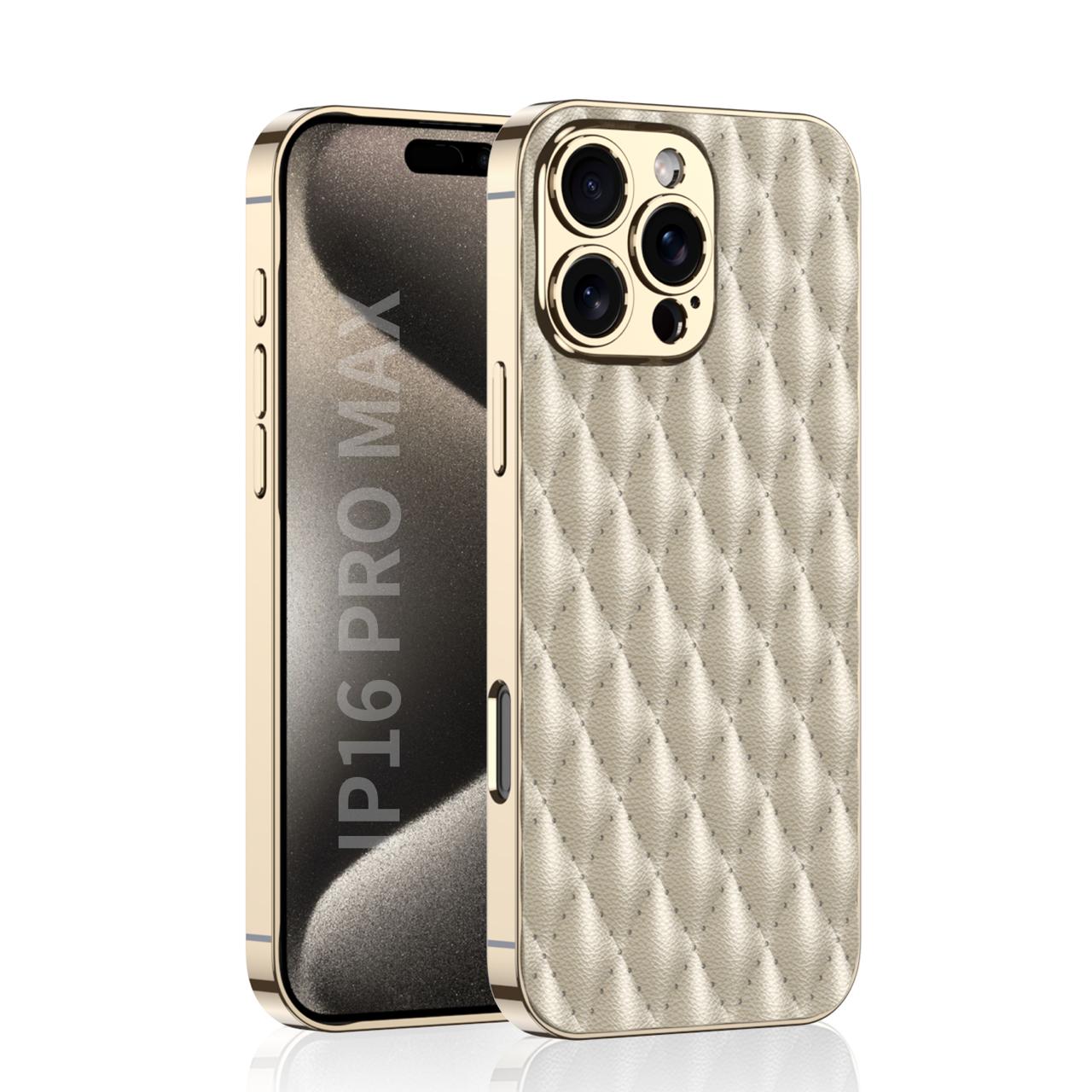 Electroplated Rhombus Pattern Leather Phone Case- iPhone