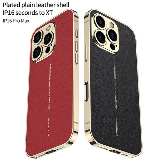 Luxury Leather Golden Camera Case - iPhone