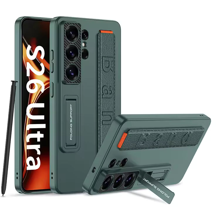 Elastic Wrist-Band Holder With Kick-Stand Case For Galaxy S26 Ultra
