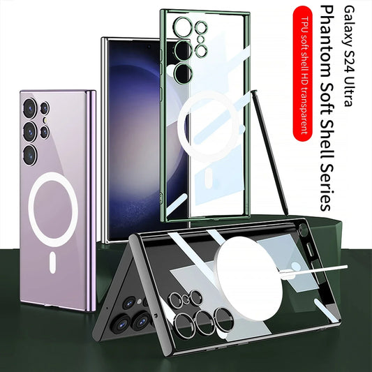 Transparent Magnetic Wireless Charging Case For Galaxy S24 Ultra