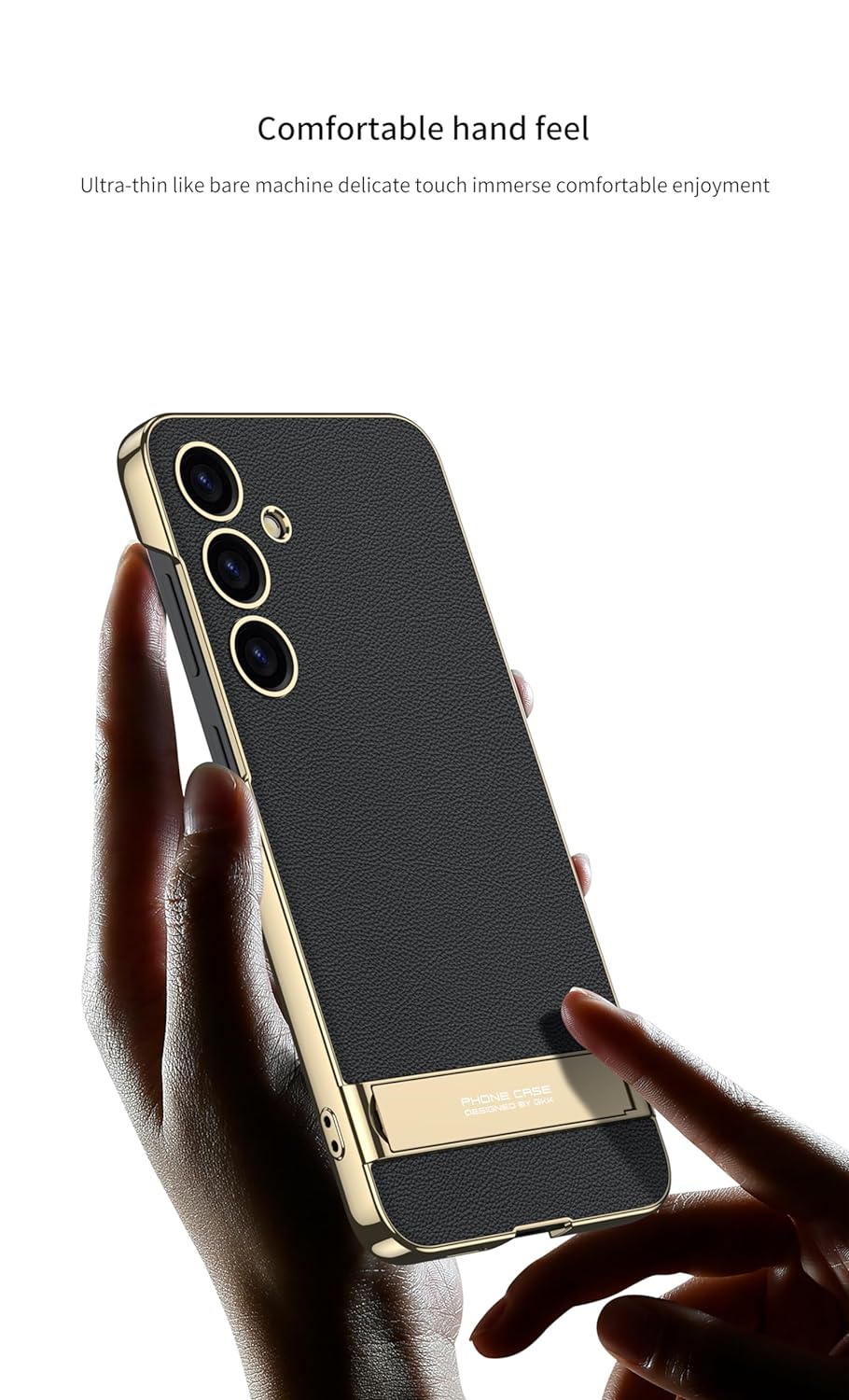 Electroplated Leatherette Stand Case For Galaxy S24 Plus