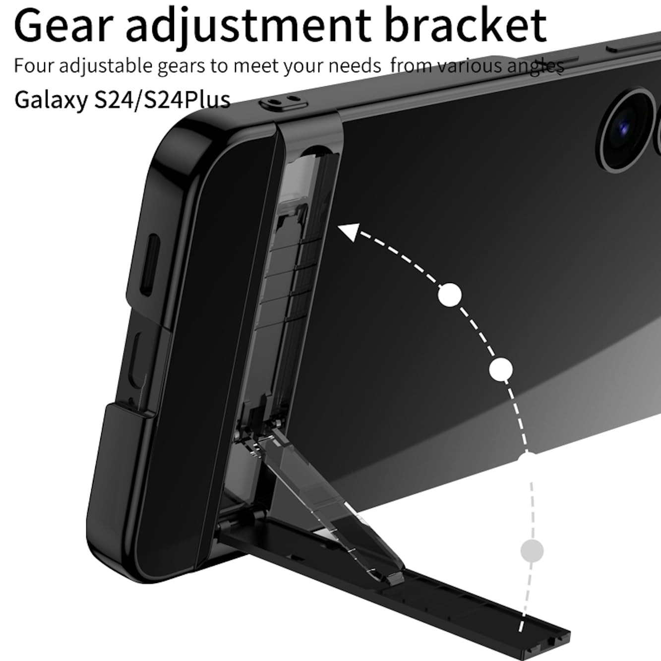Kickstand Transparent Side Stand Case For Galaxy S24 Plus