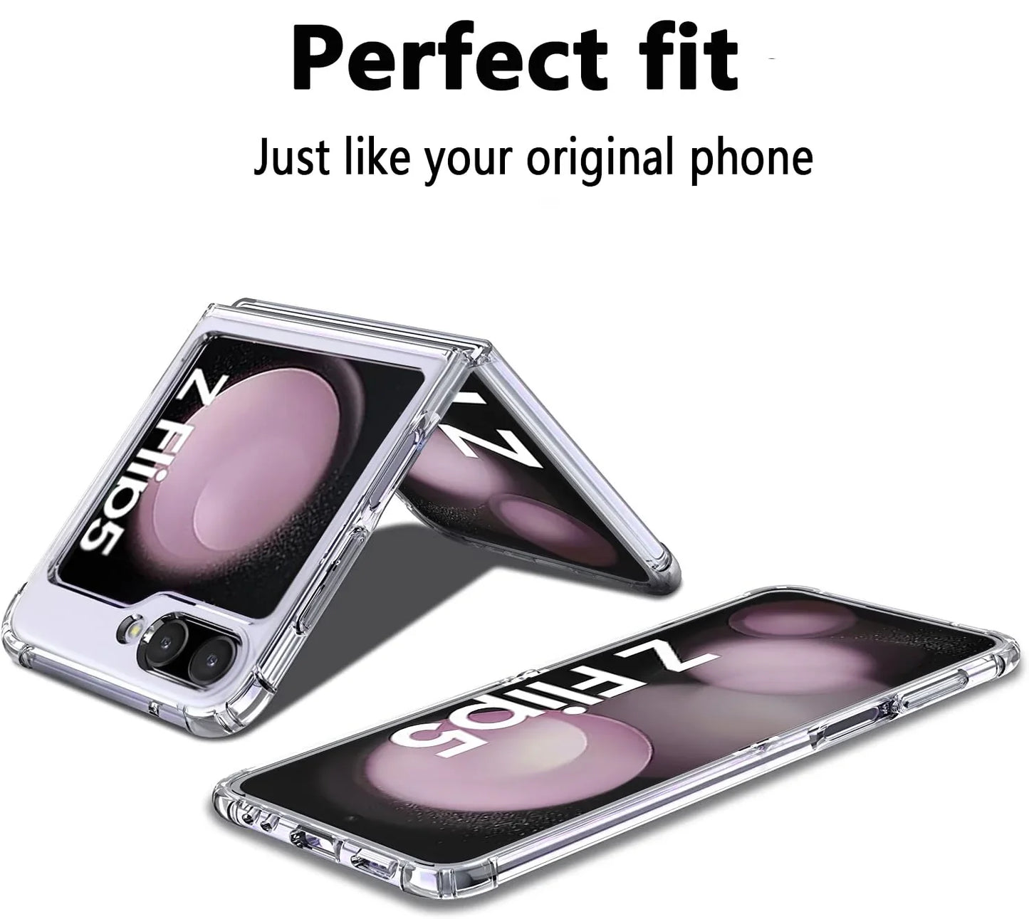 Samsung Galaxy Z Flip 5 Transparent Case with Bumper Case - Transparent
