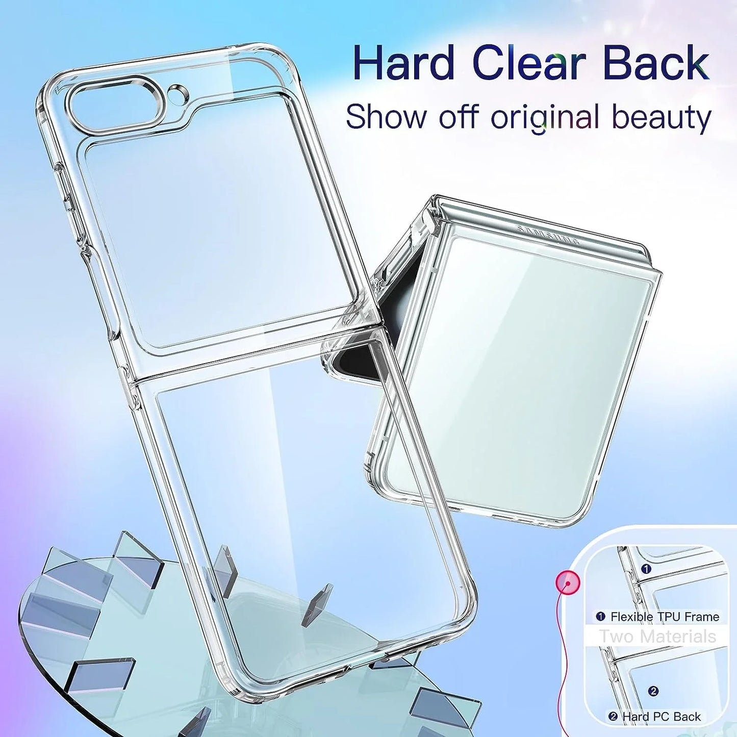 Thin Translucent Hard PC with Non-Slip Grip Protective Phone Cover for Z Flip5