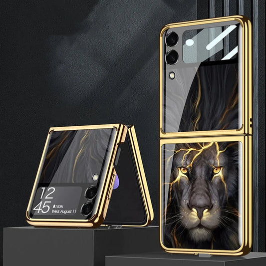 Galaxy Z Flip Series Lion Pattern Glass Case