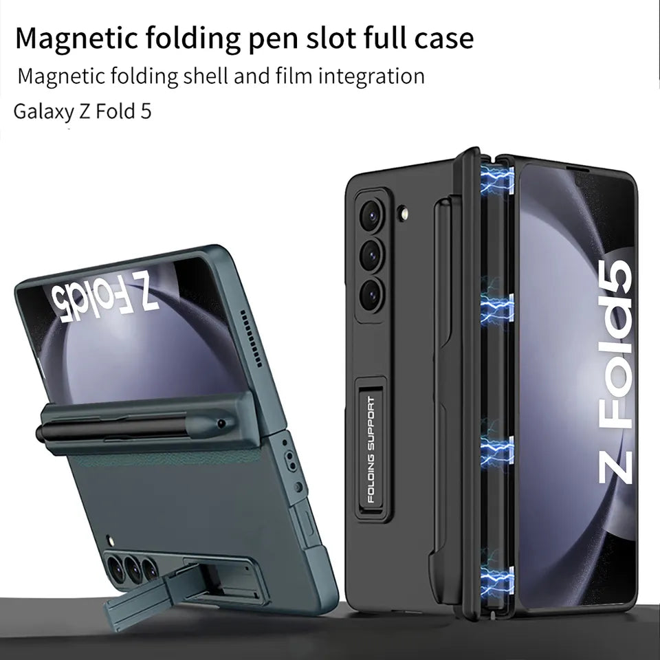 Magnetic Folding Pen Slot Full Case For Z Fold 5