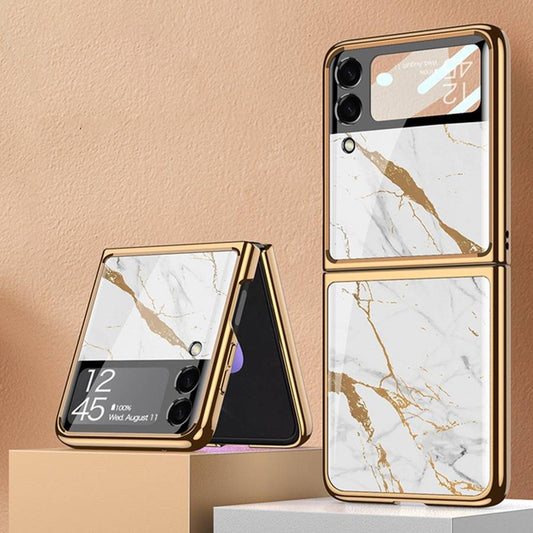 Marble Glass Case For Galaxy Z Flip 4