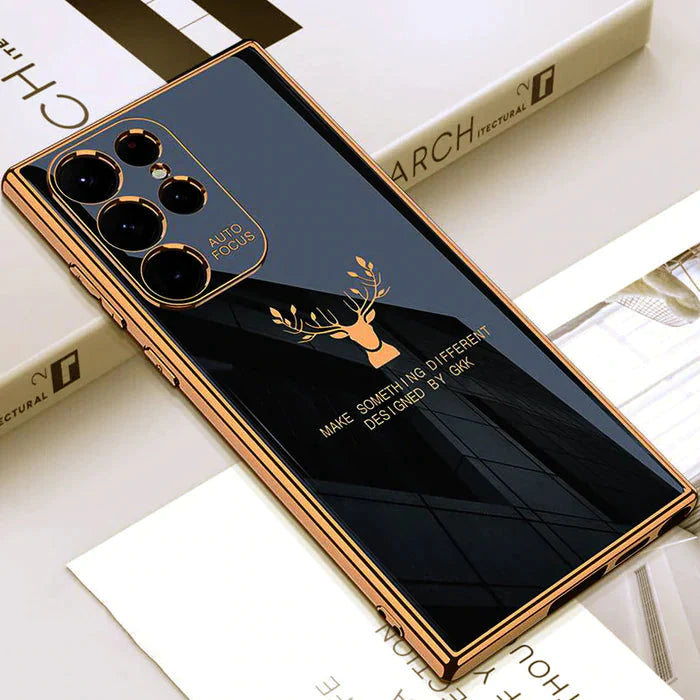 Luxurious Deer Tpu Back Case For Samsung Galaxy S22 Ultra - Black / Green