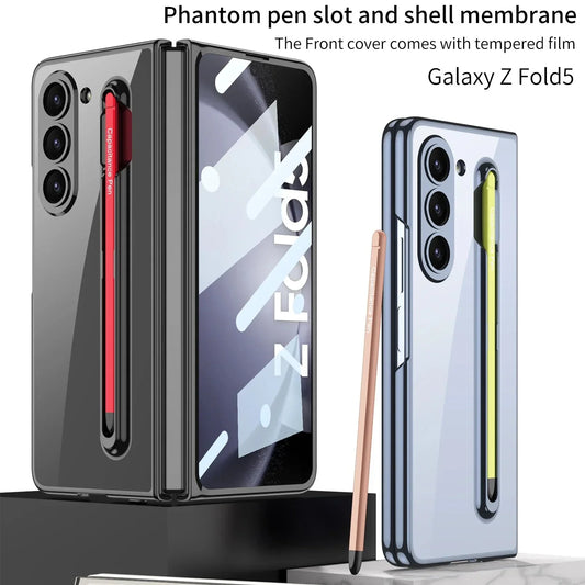 Phantom Pen Slot and Shell Membrane With Magnetic Hinge For Galaxy Z Fold 5